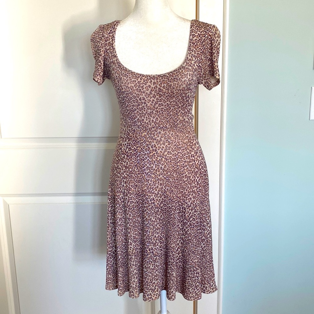 Shortsleeved leopard with sparkles dress. From a-b-s Evening Collection. Size P